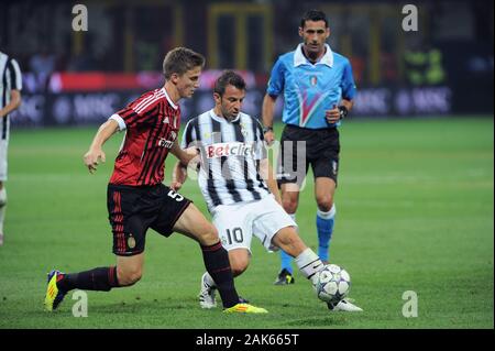 Milano, 21 agosto 2011, 'G.ALLO STADIO MEAZZA SAN SIRO ' Stadium, Trofeo Berlusconi 2011/2012, AC Milan - Juventus FC: Alessandro Del Piero in azione durante la partita Foto Stock