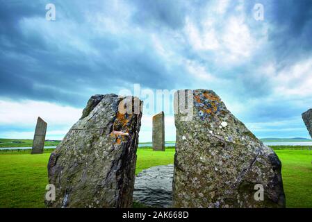 Orkney/Insel Terraferma: le pietre di Stenness, Megalithanlage bei Stromness, Schottland | Utilizzo di tutto il mondo Foto Stock