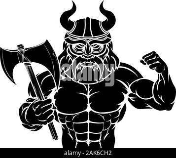 Viking Cartoon mascotte sportive Illustrazione Vettoriale