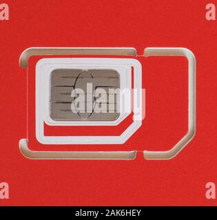 Mini micro e nano-SIM per telefono cellulare Foto Stock