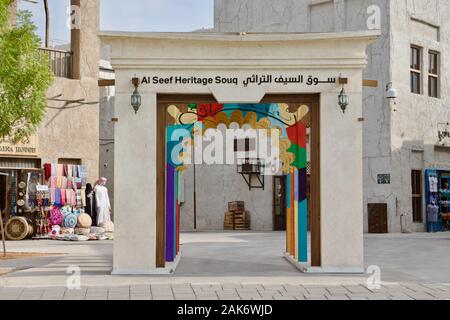 Al Patrimonio del Seef Souk di Dubai Foto Stock