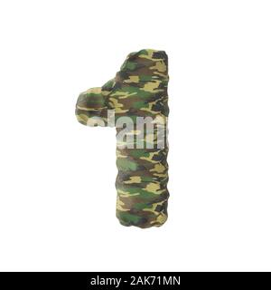 Numeri dell'esercito camouflage, rendering 3D isolato su sfondo bianco - Illustrazione Foto Stock