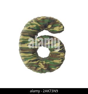 Numeri dell'esercito camouflage, rendering 3D isolato su sfondo bianco - Illustrazione Foto Stock