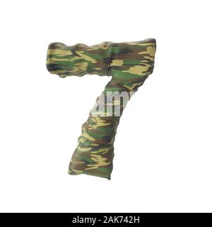 Numeri dell'esercito camouflage, rendering 3D isolato su sfondo bianco - Illustrazione Foto Stock