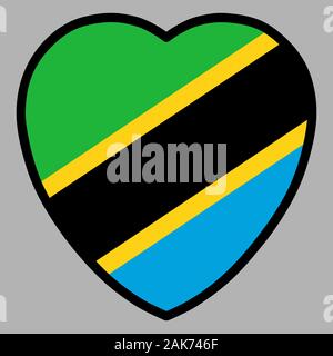 Tanzania Flag nel vettore a forma di cuore Illustrazione Vettoriale