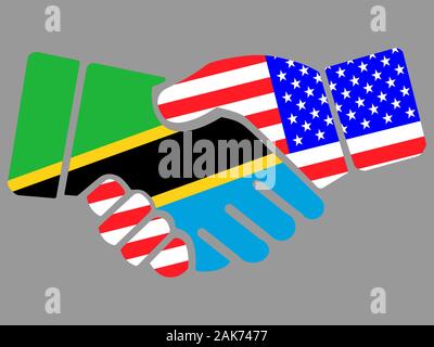 Tanzania e USA bandiere Handshake vettore Illustrazione Vettoriale