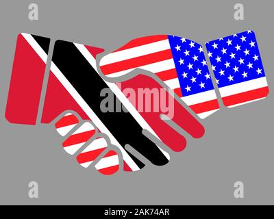 Trinidad e Tobago e USA bandiere Handshake vettore Illustrazione Vettoriale