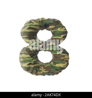 Numeri dell'esercito camouflage, rendering 3D isolato su sfondo bianco - Illustrazione Foto Stock