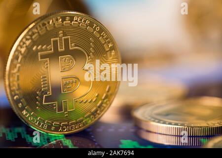 Cryptocurrencys nuovo denaro digitale, Bitcoin Coin Foto Stock