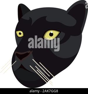 Black Panther ritratto realizzato in un unico semplice stile cartoon. Testa di vettore di leopardo nero o Jaguar. Icona isolato per il design. Illustrazione Vettoriale Illustrazione Vettoriale