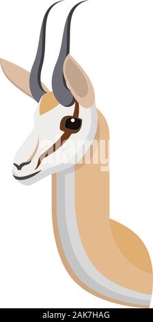 Springbok ritratto realizzato in un unico semplice stile cartoon. Testa della gazzella africana o antilopi. Isolato artistica icona stilizzata o un logo per il vostro design. Illustrazione Vettoriale