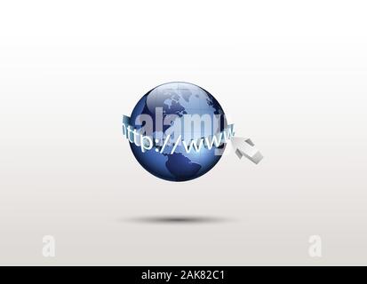 Mondo e http://www, globale di Internet tecnologia vettore. Illustrazione Vettoriale