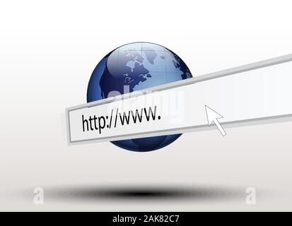 Mondo e http://www, Global Internet tecnologia Illustrazione Vettoriale