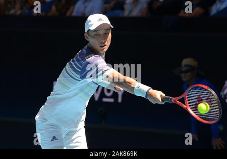 ATP Cup Perth Australia 2020 Roberto Bautista Agut (ESP) Go Soeda (JPN) Foto Anne Parker International Sports Fotos Ltd/Alamy Live News Foto Stock