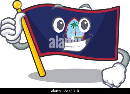 Allegramente bandiera guam rendendo Thumbs up gesto Illustrazione Vettoriale