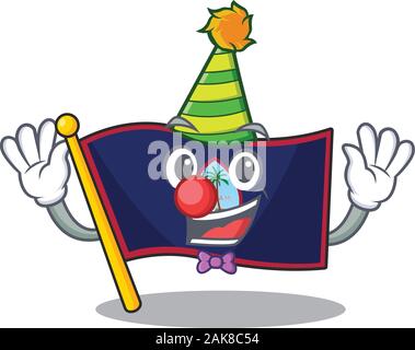 Funny Clown bandiera guam cartoon character design mascotte Illustrazione Vettoriale