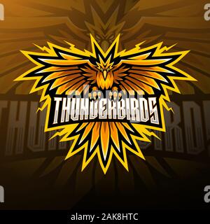 Il tuono uccelli esporte mascotte logo design Illustrazione Vettoriale