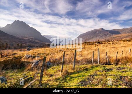 Recinzione in Valle Ogwen, Snowdonia, il Galles del Nord Foto Stock