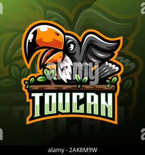 Taucan esporte mascotte logo design Illustrazione Vettoriale