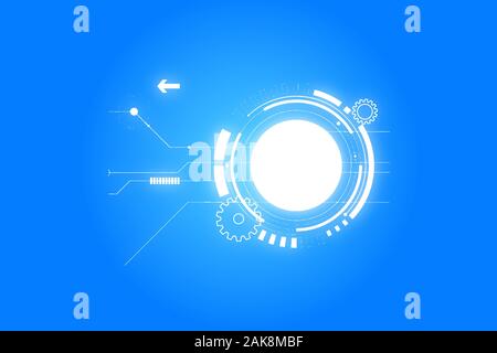 Tecnologia astratta sfondo con vari elementi di tecnologia hi-tech concetto di comunicazione innovazione cerchio di sfondo spazio vuoto per il testo Foto Stock