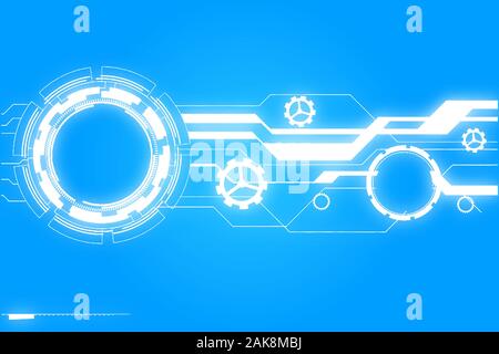 Tecnologia astratta sfondo con vari elementi di tecnologia hi-tech concetto di comunicazione innovazione cerchio di sfondo spazio vuoto per il testo Foto Stock