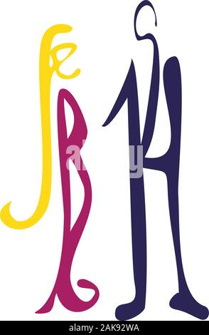 02.14. Adesivi per i social media post. Vector disegnati a mano design illustrazione. Illustrazione Vettoriale