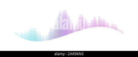 Tecnologia onda sonora visualization. Abstract lettore audio equalizzatore. Musica e voce segnale digitale concetto. Dj beat di spettro o ritmo. Vettore di stock Illustrazione Vettoriale