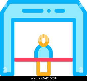 Nastro di finitura persona attraversa Finish Line Icona vettore illustrazione di contorno Illustrazione Vettoriale