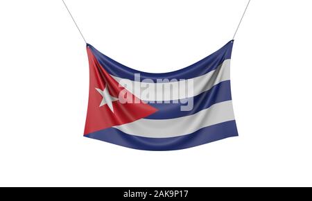 Cuba bandiera nazionale Appesi striscioni in tessuto. Il rendering 3D Foto Stock