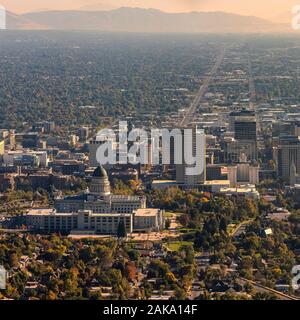 Quadrato antenna di panorama vista di Salt Lake City, Utah Foto Stock