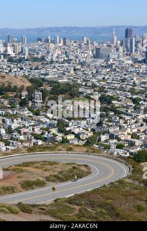 Blick von Twin Peaks auf San Francisco, Kalifornien, STATI UNITI D'AMERICA Foto Stock