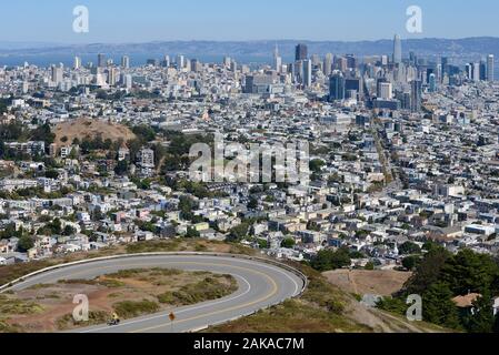 Blick von Twin Peaks auf San Francisco, Kalifornien, STATI UNITI D'AMERICA Foto Stock