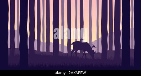 Elk lambisce nella foresta e la fauna paesaggio natura illustrazione vettoriale EPS10 Illustrazione Vettoriale