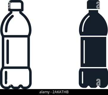 La bottiglia di plastica nero icona set. Vettore stile piatto segno illustrazione Illustrazione Vettoriale