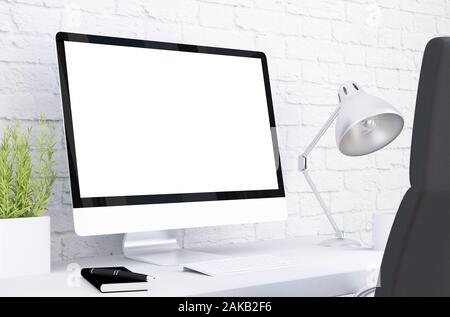 Il minimo computer desktop mock up del rendering 3D Foto Stock