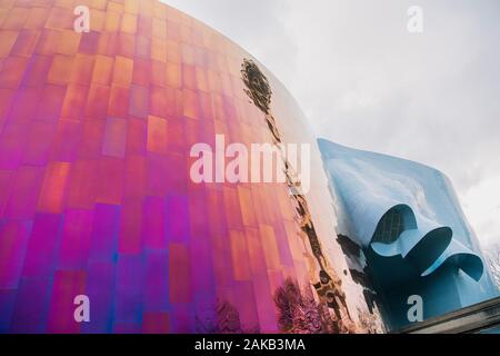 Vista del Museo di cultura pop, Seattle, Washington, Stati Uniti d'America Foto Stock