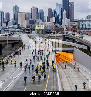 Le persone sulla bicicletta contest, Seattle, Washington, Stati Uniti d'America Foto Stock