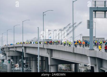 Le persone sulla bicicletta contest, Seattle, Washington, Stati Uniti d'America Foto Stock