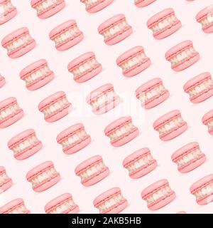 Moderno pattern colorati fatti di design esclusivo di un biscotto di corallo con denti interni, background moderno. Vista alternativa, nuovo look, concettuale ispirare lo sfondo per la vostra pubblicità. Arte creativa Foto Stock