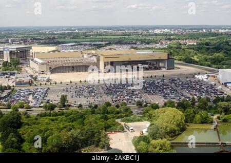 London, Regno Unito - 22 Maggio 2019: vista aerea di ingegneria e le aree di formazione operati da British Airways presso l'aeroporto di Heathrow, Londra Foto Stock