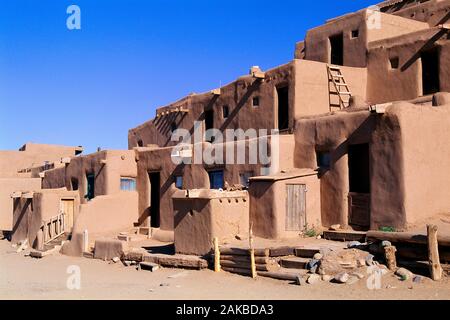 Vista della città vecchia Taos Pueblo, Taos, Nuovo Messico, STATI UNITI D'AMERICA Foto Stock