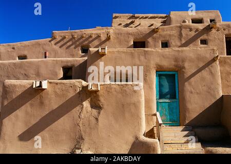 Vista della città vecchia Taos Pueblo, Taos, Nuovo Messico, STATI UNITI D'AMERICA Foto Stock