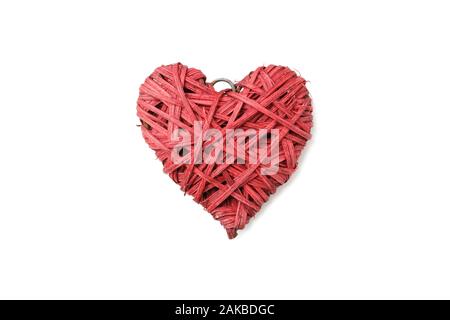 Cuore rosso isolato su sfondo bianco, close up Foto Stock