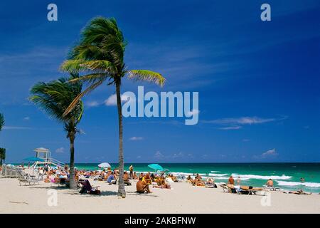 Persone rilassante sulla spiaggia, Fort Lauderdale, Florida, Stati Uniti d'America Foto Stock