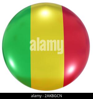 3D rendering di Mali bandiera nazionale su un cerchio icona isolati su sfondo bianco Foto Stock