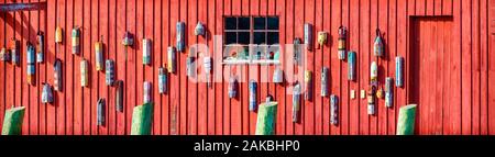 Boe sulla pesca shack, East Coast, Massachusetts, STATI UNITI D'AMERICA Foto Stock