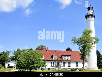 Faro di Wind Point vicino a Racine, Wisconsin. Foto Stock