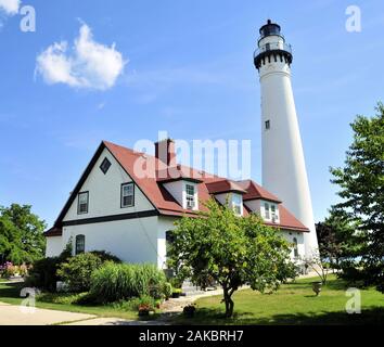 Faro di Wind Point vicino a Racine, Wisconsin. Foto Stock