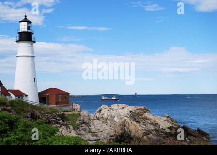 Il faro di Portland a Portland, Maine Foto Stock