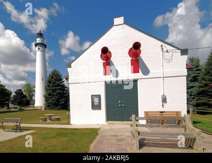 Faro di Wind Point vicino a Racine, Wisconsin. Foto Stock